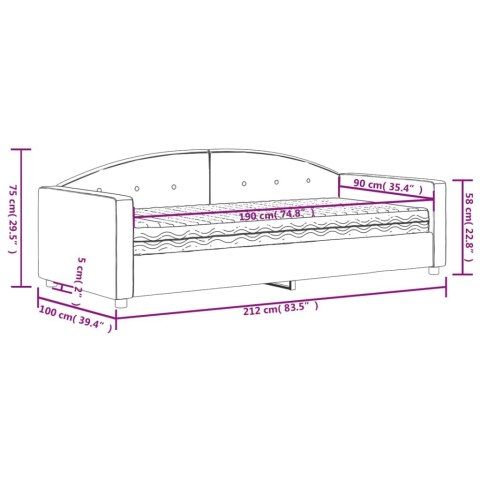 Sofa z materacem do spania, ciemnoszara, 90x190 cm, aksamit