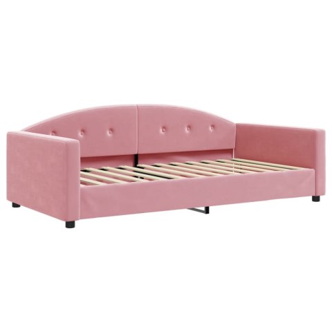 Sofa z materacem do spania, różowa, 100x200 cm, aksamit