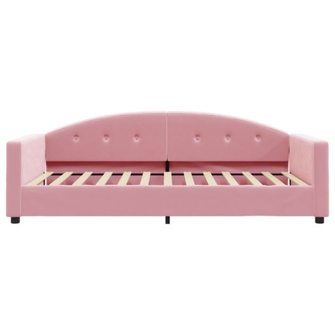 Sofa z materacem do spania, różowa, 100x200 cm, aksamit