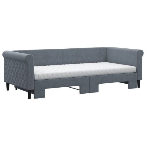 Sofa rozsuwana z materacami, ciemnoszara, 90x200 cm, aksamit