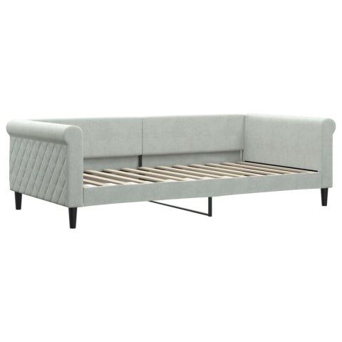 Sofa rozsuwana z szufladami, jasnoszara, 100x200 cm, aksamit