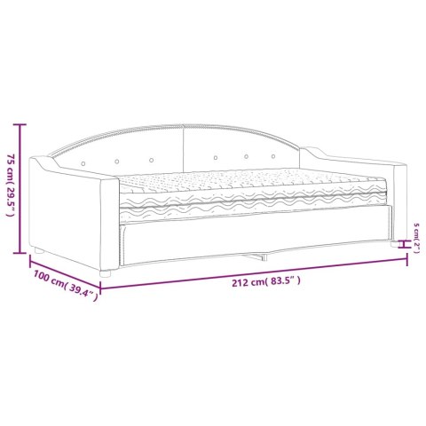Sofa z materacem, jasnoszara, 90x190 cm, tkanina