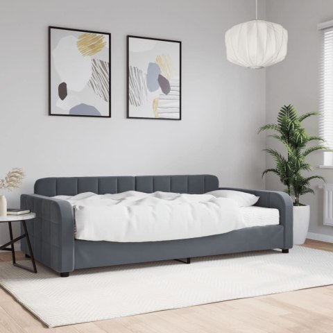 Sofa z materacem do spania, ciemnoszara, 100x200 cm, aksamit
