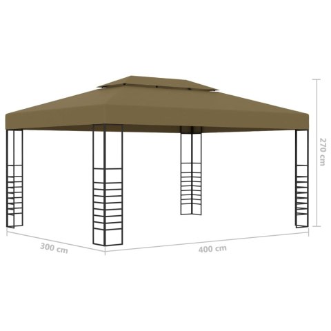 Altana ze sznurem lampek LED, 3x4 m, kolor taupe