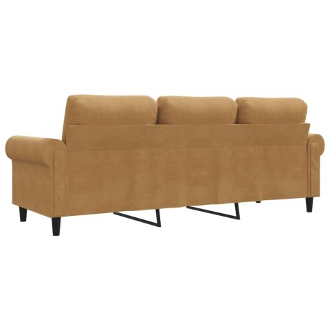 Sofa 3-osobowa, brązowa, 180 cm, tapicerowana aksamitem