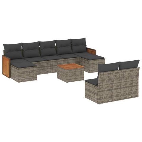 10-cz. zestaw wypoczynkowy do ogrodu, z poduszkami, szary