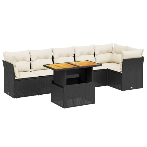 7-cz. zestaw wypoczynkowy do ogrodu, z poduszkami, czarny