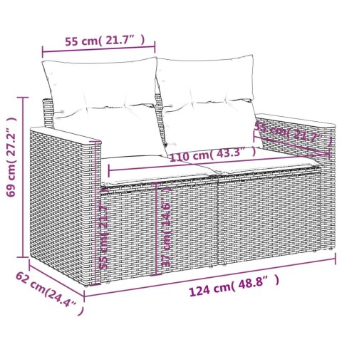 7-cz. zestaw wypoczynkowy do ogrodu, z poduszkami, czarny