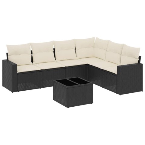 7-cz. zestaw wypoczynkowy do ogrodu, z poduszkami, czarny