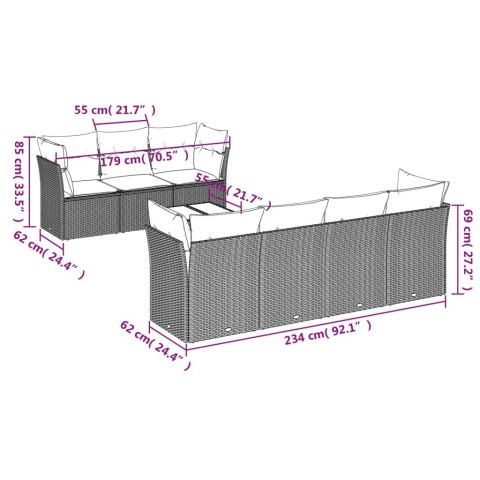 8-cz. zestaw wypoczynkowy do ogrodu, z poduszkami, czarny