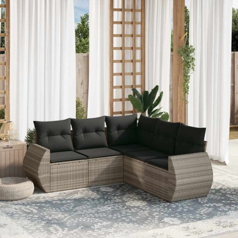 5-cz. zestaw mebli do ogrodu, poduszki, jasnoszary rattan PE