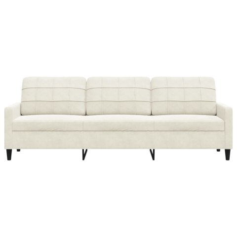3-osobowa sofa, kremowa, 210 cm, tapicerowana aksamitem