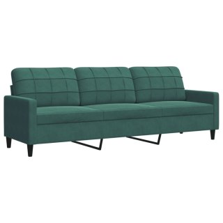 Sofa 3-osobowa, ciemnozielony, 210 cm, obita aksamitem