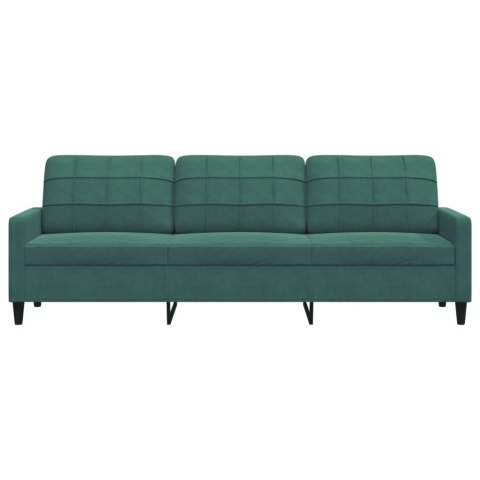 Sofa 3-osobowa, ciemnozielony, 210 cm, obita aksamitem