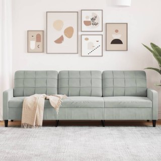 Sofa 3-osobowa, jasnoszary, 210 cm, obita aksamitem