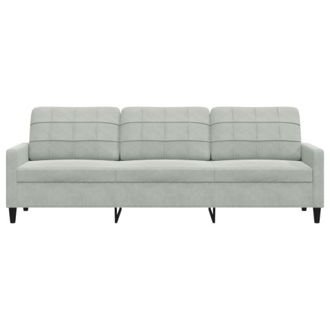 Sofa 3-osobowa, jasnoszary, 210 cm, obita aksamitem