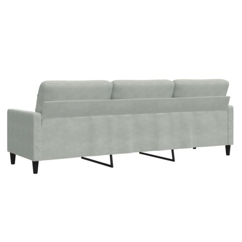 Sofa 3-osobowa, jasnoszary, 210 cm, obita aksamitem