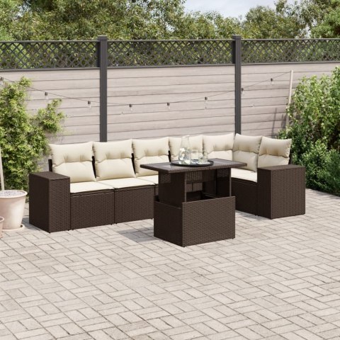 7-cz. zestaw wypoczynkowy do ogrodu, z poduszkami, brązowy