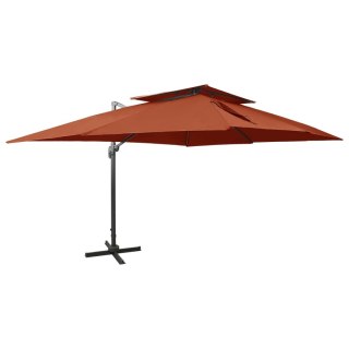 Parasol wiszący z podwójną czaszą, 400x300 cm, terakota