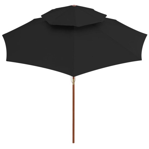 Parasol ogrodowy z dwupoziomową czaszą, czarny, 270 cm