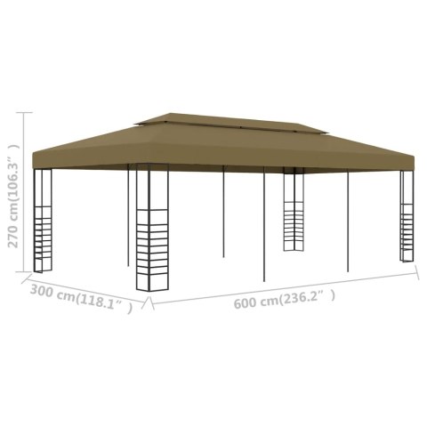 Altana ogrodowa, 6 x 3 x 2,7 m, taupe, 180 g/m²