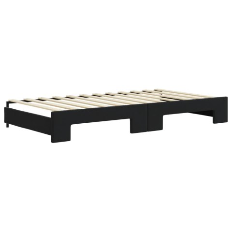 Sofa rozsuwana z materacami, czarna, 100x200 cm, aksamit