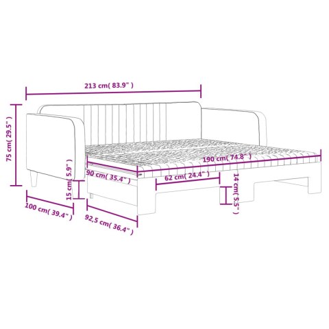 Sofa rozsuwana z materacami, czarna, 90x190 cm, aksamit