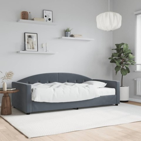 Sofa z materacem do spania, ciemnoszara, 90x200 cm, aksamit