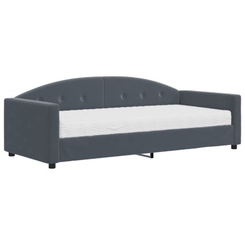 Sofa z materacem do spania, ciemnoszara, 90x200 cm, aksamit