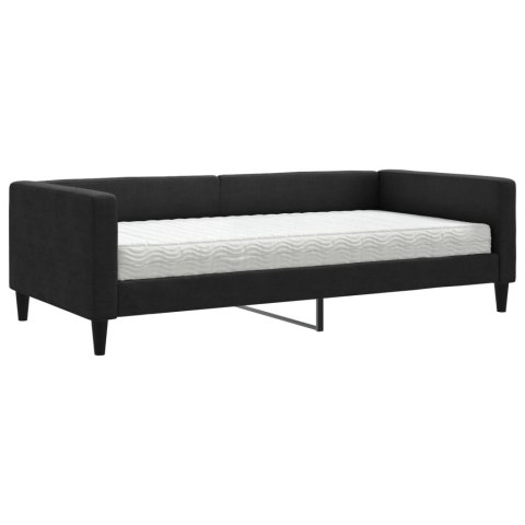 Sofa z materacem do spania, czarna, 100x200 cm, tkanina