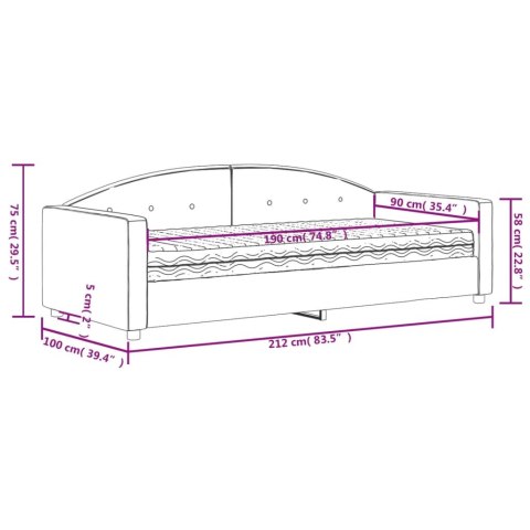Sofa z materacem do spania, jasnoszara, 90x190 cm, aksamit