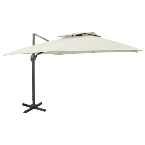Parasol wiszący z podwójną czaszą, 300x300 cm, piaskowy