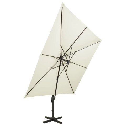 Parasol wiszący z podwójną czaszą, 300x300 cm, piaskowy