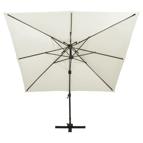 Parasol wiszący z podwójną czaszą, 300x300 cm, piaskowy