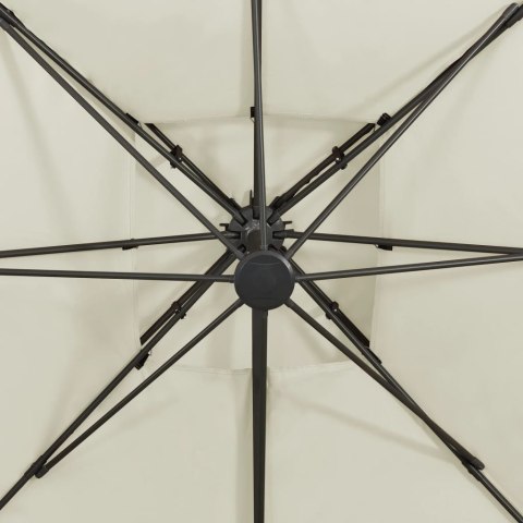 Parasol wiszący z podwójną czaszą, 300x300 cm, piaskowy