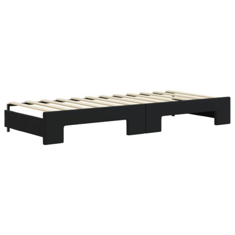 Sofa rozsuwana z materacami, czarna, 80x200 cm, aksamit