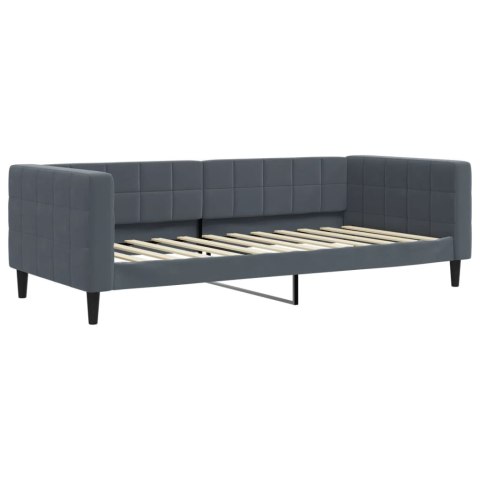 Sofa rozsuwana z szufladami, ciemnoszara, 90x200 cm, aksamit