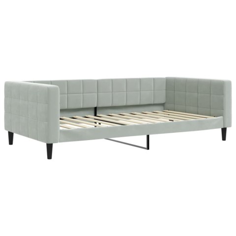 Sofa rozsuwana z szufladami, jasnoszara, 100x200 cm, aksamit