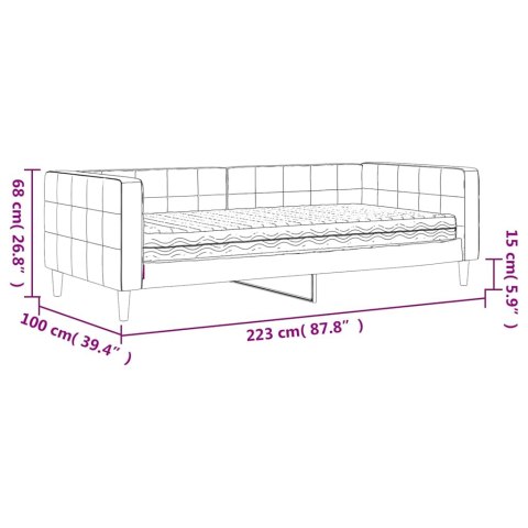 Sofa z materacem do spania, ciemnoszara, 90x200 cm, aksamit