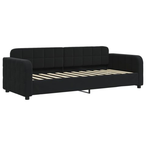 Sofa rozsuwana z materacami, czarna, 80x200 cm, aksamit