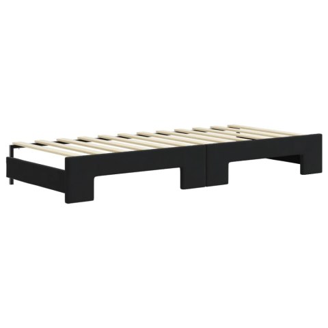 Sofa rozsuwana z materacami, czarna, 80x200 cm, aksamit