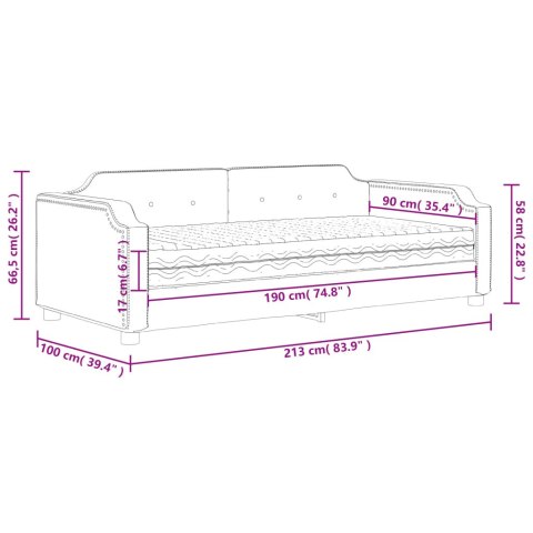 Sofa z materacem, ciemnoszara, 90x190 cm, tkanina