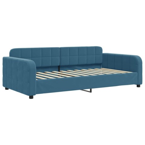 Sofa z materacem do spania, niebieska, 90x200 cm, aksamit