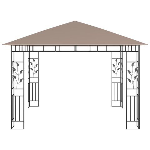 Altana z moskitierą i sznurem lampek LED, 3x3x2,73 cm, taupe
