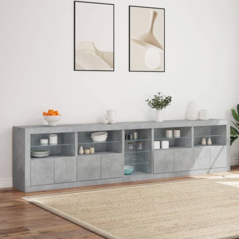 Szafka z oświetleniem LED, szarość betonu, 283x37x67 cm