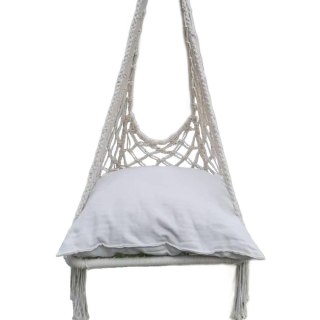 HAMAK AŻUROWY FOTEL WISZĄCY 60x60x120CM Z PODUSZKĄ ECRU