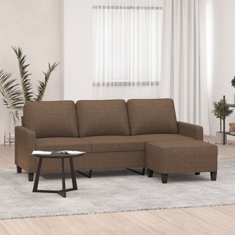3-osobowa sofa z podnóżkiem, brązowy, 180 cm, tkaniną