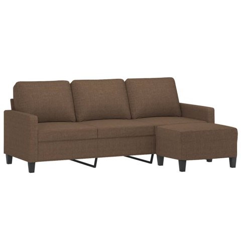 3-osobowa sofa z podnóżkiem, brązowy, 180 cm, tkaniną