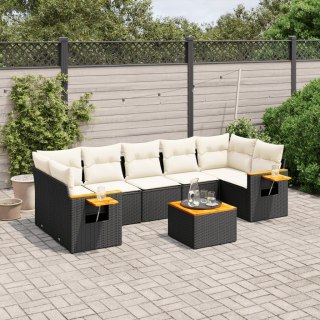 8-cz. zestaw wypoczynkowy do ogrodu, z poduszkami, czarny