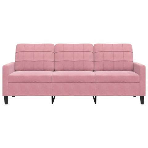 Sofa 3-osobowa, różowa, 180 cm, obita aksamitem